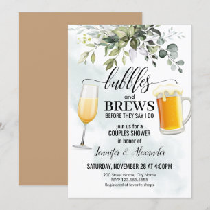 Invitation Bubbles & Brews Couples Douche