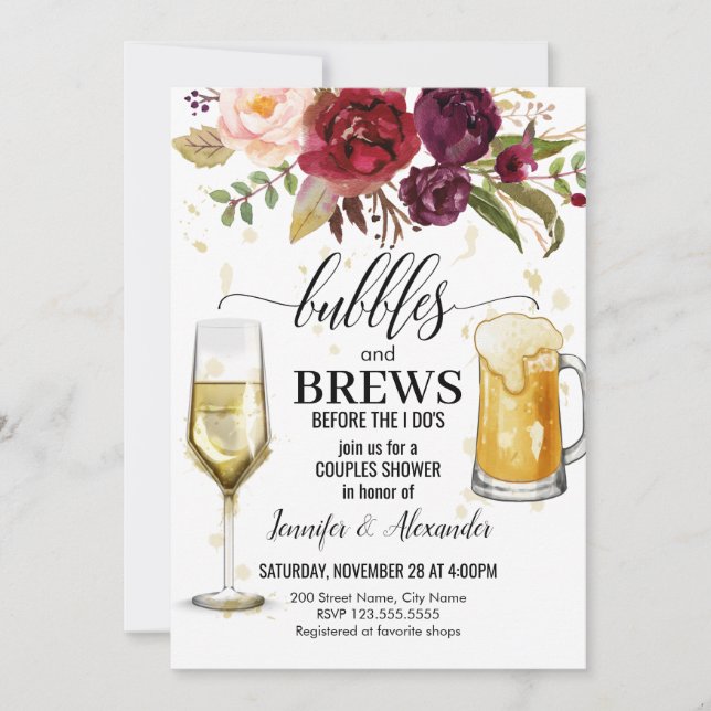 Invitation Bubbles & Brews Couples Douche (Devant)