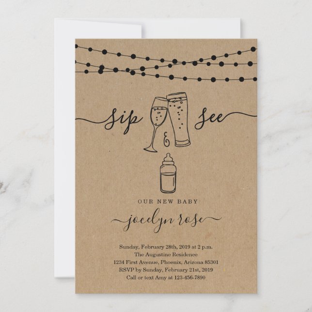 Invitation Bubbles & Brews Sip & See (Devant)