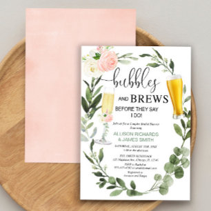 Invitation Bubbles Brews vert rose couples nuptiale douche