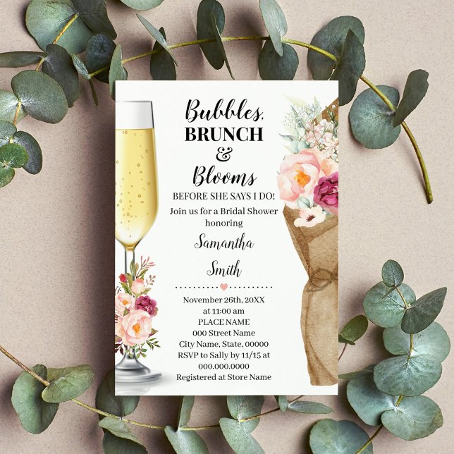 Invitation Bubbles Brunch & Blooms avant de faire Fête des ma (Créateur téléchargé)