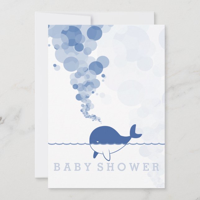 Invitation "Bubbles" - Le Baby shower de la baleine bleue (Devant)
