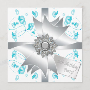Invitation Bubbles papillon turquoise 10e anniversaire fêté I