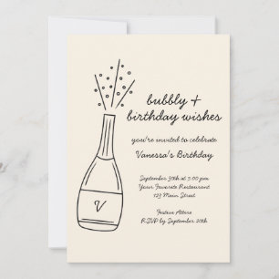 Invitation Bubbly Anniversaire de souhaits Poptiner bouteille