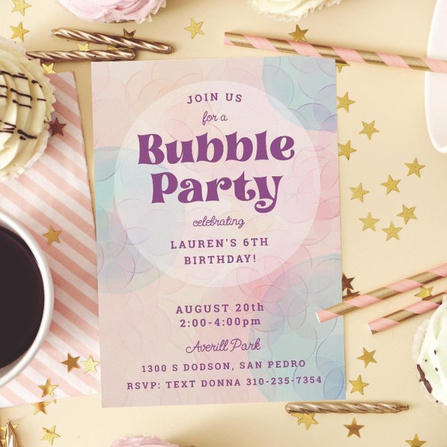 Invitation Bubbly Bubble Party Anniversaire (Créateur téléchargé)