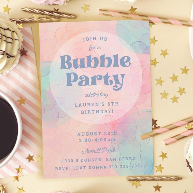 Invitation Bubbly Bubble Party Anniversaire (Créateur téléchargé)