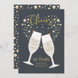 Invitation Bubbly Cheers Champagne Mariage fête d'anniversair