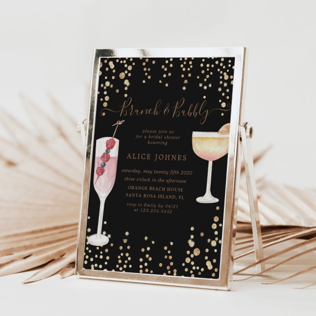 Invitation Bubbly Cocktails Gold Parties scintillant Bridal B (Créateur téléchargé)
