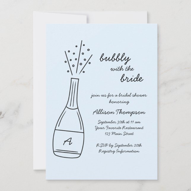 Invitation Bubbly Popping Champagne Bottle Bridal Shower (Devant)
