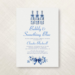 Invitation Bubbly quelque chose de Blue Chinoiserie Fête des 