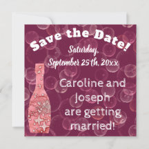 Invitation Bubbly Rose Champagne Bottle & Stars