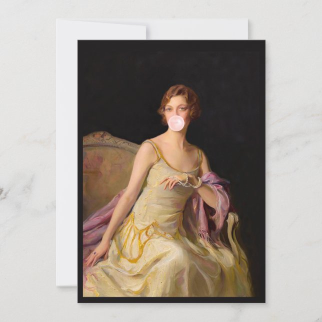 Invitation Buble Gum Diva en robe jaune (Devant)