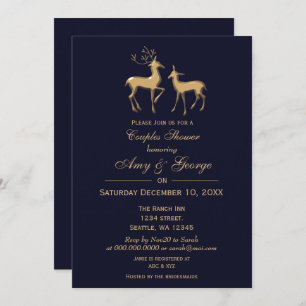 Invitation Buck and Doe Marine Gold Couples d'hiver Douche