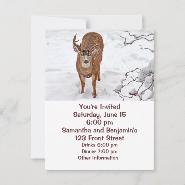 Invitation Buck de cerfs en neige hivernale (Devant)