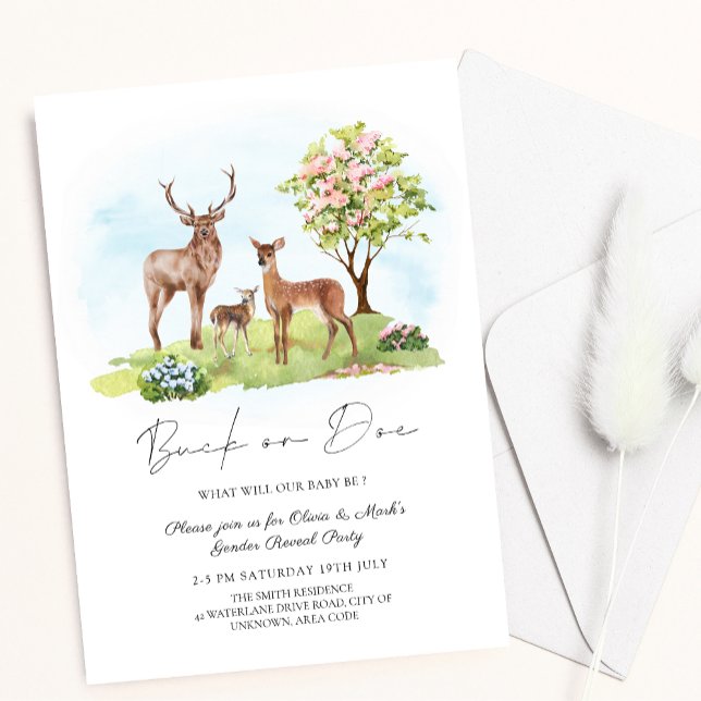 Invitation Buck ou Doe Deer Spring Révélation florale du genr (Créateur téléchargé)