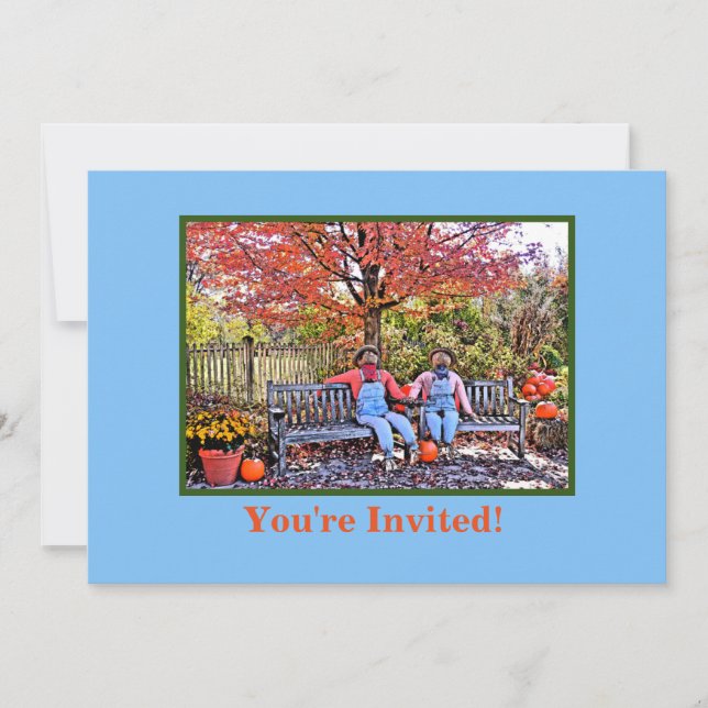 INVITATION BUDDIES À ÉCHELLE ASSIS SUR BENCH HALLOWEEN (Devant)