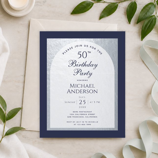 Invitation Budget 50 Anniversaire Homme Argent Ble (Créateur téléchargé)
