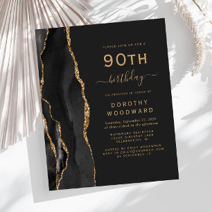 Invitation Budget 90e Anniversaire Noir Or Agate S