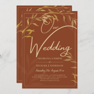 Invitation Budget All-in-1 Rustic Terracotta GOLD Mariage