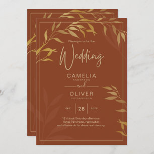 Invitation Budget All-in-1 Rustic Terracotta GOLD Mariage