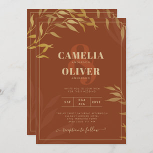 Invitation Budget All-in-1 Rustic Terracotta GOLD Mariage