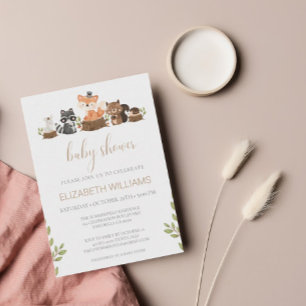 Invitation Budget Animaux des bois Baby shower neutre pour le