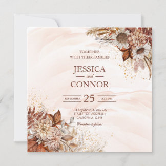 Invitation Budget Automne Aquarelle Florale Mariage