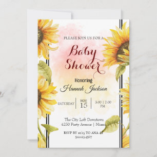 Invitation Budget baby shower de tournesol moderne