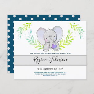 Invitation Budget Baby shower Elephant