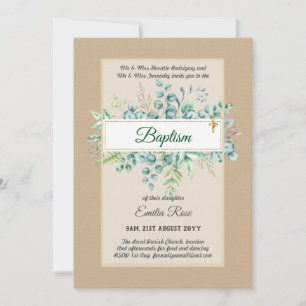 Invitation Budget BAPTISM Baptiser la verdure Feuilles Invita