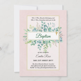Invitation Budget BAPTISM Baptiser la verdure Feuilles Invita
