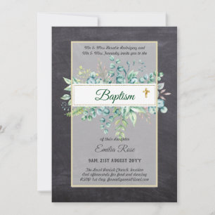 Invitation Budget BAPTISM Baptiser la verdure Feuilles Invita