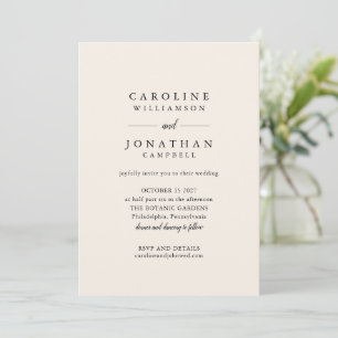 Invitation Budget Black Ivory Serif Minimaliste Mariage Invit