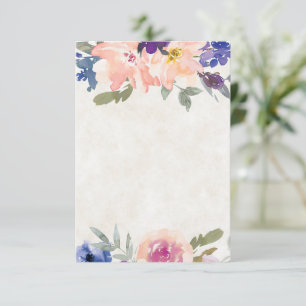 Invitation Budget blanc mariage à fleurs orange et bleu