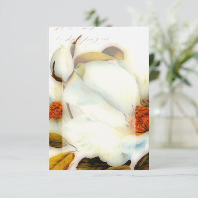 Invitation Budget blanc mariage de roses blanches (Debout devant)