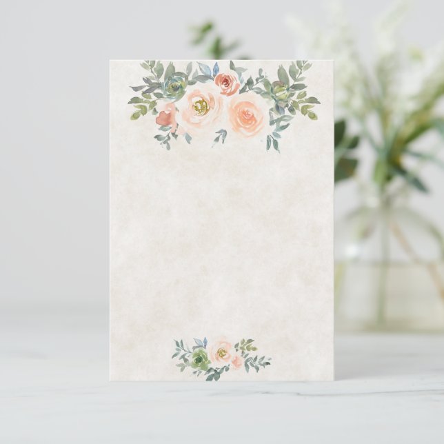 Invitation Budget blanc mariage floral blanc et vert (Debout devant)