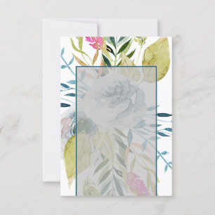 Invitation Budget blanc mariage floral bleu aquarelle