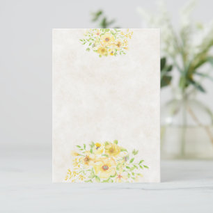 Invitation Budget blanc mariage floral jaune aquarelle