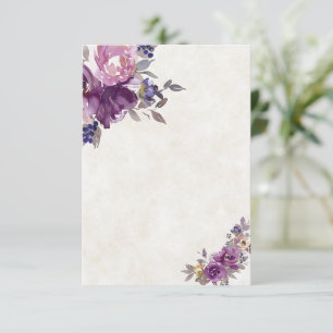 Invitation Budget blanc mariage floral violet aquarelle