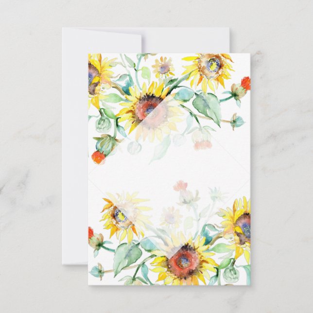 Invitation Budget blanc Sunny tournesols mariage (Devant)
