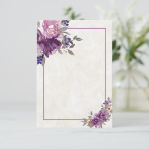 Invitation Budget blanc Violet aquarelle mariage floral Inv