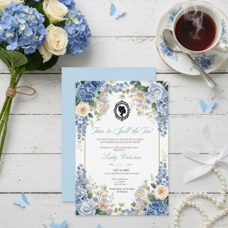 Invitation Budget Blue Florals Bridgerton Birthday Party