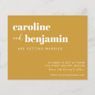 Invitation Budget Bold Jaune Chic Mariage moderne