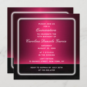 Invitation Budget Chic moderne violet fille Glam Quinceañera