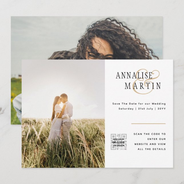 INVITATION BUDGET CODE QR MARIAGE PHOTO SAUVER LA DATE (Devant / Derrière)