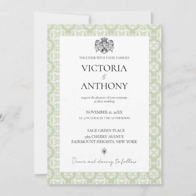 Invitation Budget do-it-yourself Elegant Sage Green Custom Ph (Devant)