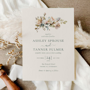 Invitation Budget Elegant Boho Floral Mariage Botanique
