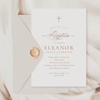 Budget Elegant Gold Cross Calligraphie Baptême