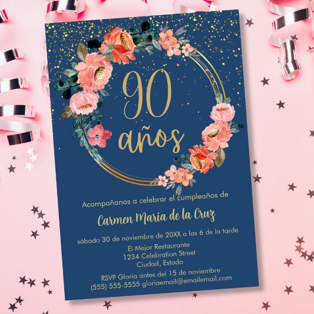 Invitation Budget Espagnol Bleu Élégant Fête d'anniversaire 9 (Créateur téléchargé)