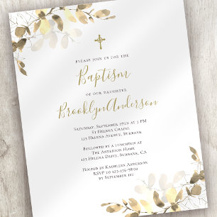 Invitation Budget Eucalyptus Gold Baptism